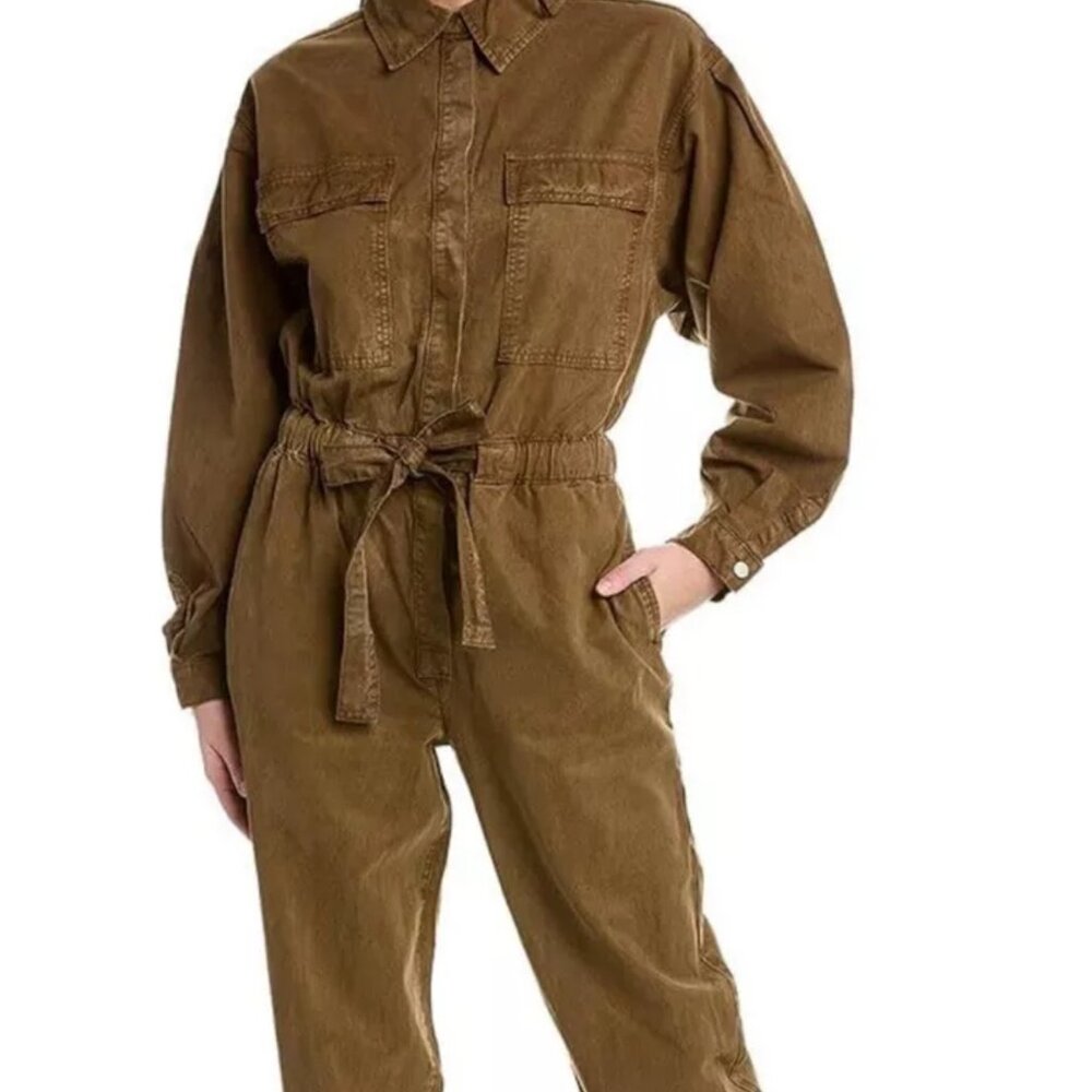 Women's Good American Long Sleeve Cinched Jumpsuit Fog Size 0 Zero